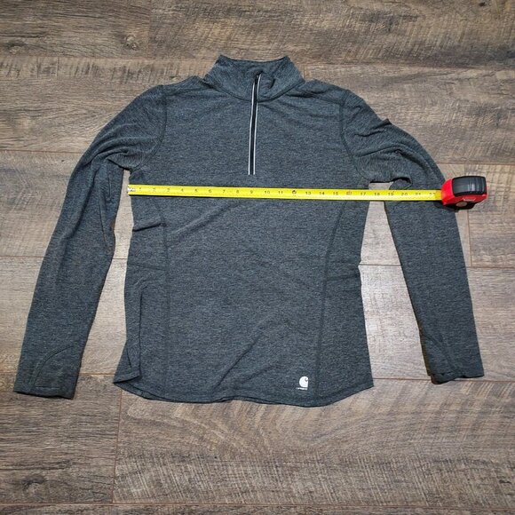 Carhartt Shirt Womens Small Long Sleeve Work 1/4 Zip Gray Fitted Thumb Holds - Picture 5 of 12